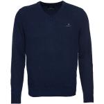 Reduzierte Blaue Gant V-Ausschnitt Wollpullover aus Wolle für Herren Größe XXL 