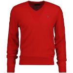 Reduzierte Rote Gant V-Ausschnitt Wollpullover aus Wolle für Herren Größe 3 XL 