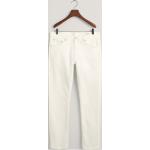 Weiße Gant Bio Slim Fit Jeans mit Reißverschluss aus Baumwolle für Herren Weite 36, Länge 34 