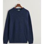 Blaue Preppy Gant Rundhals-Ausschnitt Wollpullover aus Wolle für Herren Größe L 