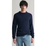 Blaue Preppy Gant Rundhals-Ausschnitt Wollpullover aus Wolle für Herren Größe XL 