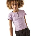 Rosa Unifarbene Kurzärmelige Garcia Rundhals-Ausschnitt Kinderrippshirts aus Jersey für Mädchen Größe 170 