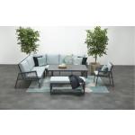 Garden Impressions Aluminium-Rope Lounge-Set "Yoshi" inkl. Ecksofa, Tisch, Sessel und Kissen, mint / grau, links