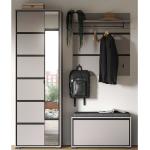 Graue Moderne Garderoben Sets & Kompaktgarderoben aus MDF Breite 100-150cm, Höhe 150-200cm, Tiefe 0-50cm 3-teilig 