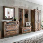 Braune Shabby Chic Möbel Exclusive Garderoben Sets & Kompaktgarderoben lackiert aus Massivholz Breite 250-300cm, Höhe 150-200cm, Tiefe 0-50cm 6-teilig 