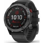 Schwarzes Garmin Fenix 6 Uhrenzubehör aus Kunststoff mit GPS mit Kunststoff-Uhrenglas mit Silikonarmband für Herren 