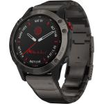 Graue Garmin Fenix 6 Smartwatches aus Kunststoff mit GPS mit Kunststoff-Uhrenglas mit Titanarmband für Herren 