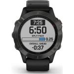 Schwarze Garmin Fenix 6 Uhrenarmbänder aus Kunststoff mit GPS mit Kunststoff-Uhrenglas mit Silikonarmband für Herren 