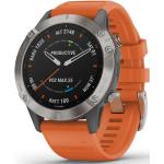 Garmin Fenix 6 Sapphire Titanium Multisport GPS Smartwatch orange/silber 2022 Laufuhren und Brustgurte