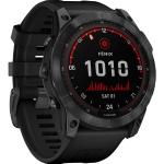 Dunkelgraue Garmin Fenix 7X Smartwatches mit Smart Notifications mit Bluetooth mit Schrittzähler mit Silikonarmband 