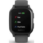 Graue Garmin Venu Sq Rechteckige Smartwatches aus Silikon mit GPS mit Bluetooth mit Silikonarmband für Herren 