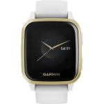 Goldene Wasserdichte Garmin Venu Sq Rechteckige Smartwatches aus Weißgold mit Bluetooth mit Weißgoldarmband für Herren 