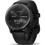 Schwarze Elegante Garmin Vivomove Hybrid Smartwatches aus Edelstahl mit Smart Notifications mit Silikonarmband zum Sport 
