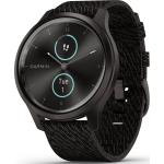 Anthrazitfarbene Garmin Vivomove Style Smartwatches aus Aluminium mit Smart Notifications mit Gorilla-Glass-Uhrenglas zum Fitnesstraining 