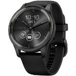 Schwarze Garmin Vivomove Smartwatches mit Vibration mit Silikonarmband 