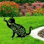 Landhausstil Katzenfiguren für den Garten mit Tiermotiv aus Edelrost wetterfest 