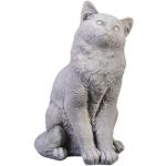 Graue 40 cm Katzenfiguren für den Garten aus Kunststein frostfest 