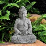 Graue Asiatische 52 cm Buddha-Gartenfiguren aus Stein 
