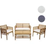 Gartengarnitur HWC-E99b, Sitzgruppe Balkon-Set Lounge-Set, Akazienholz massiv MVG-zertifiziert ' Kissen creme