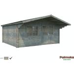 Graue Palmako Britta Blockbohlenhäuser imprägniert 40mm aus Edelstahl mit Boden Blockbohlenbauweise 