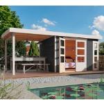 Reduzierte Elfenbeinfarbene KARIBU Gartenhaus-Anbauten aus Fichte abschließbar 