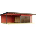 Rote Skandinavische Gartenbüros 14mm mit Terrasse Ständerbauweise 