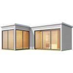 Hellgraue Moderne Design-Gartenhäuser 44mm aus Fichte mit Schiebetüren Ständerbauweise 