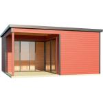 Rote Skandinavische Gartenbüros 14mm mit Terrasse Ständerbauweise 
