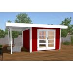 Rote Weka Design-Gartenhäuser 28mm aus Massivholz mit Flachdach Ständerbauweise 
