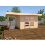 Braune Weka Design-Gartenhäuser 28mm aus Massivholz mit Flachdach Ständerbauweise 