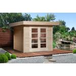 Braune Weka Design-Gartenhäuser 28mm aus Massivholz mit Flachdach Ständerbauweise 