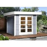 Graue Weka Design-Gartenhäuser 28mm aus Massivholz mit Flachdach Ständerbauweise 