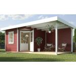 Rote Moderne Weka Design-Gartenhäuser 28mm aus Fichte mit Anbau Ständerbauweise 