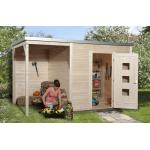 Braune Weka Design-Gartenhäuser 45mm aus Massivholz mit Flachdach Blockbohlenbauweise 