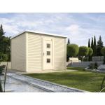 Design-Gartenhäuser 45mm aus Massivholz mit Flachdach Blockbohlenbauweise 