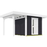 Anthrazitfarbene Moderne Weka Design-Gartenhäuser 28mm aus Fichte mit Boden Blockbohlenbauweise 
