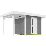 Graue Moderne Weka Design-Gartenhäuser 28mm aus Fichte mit Boden Blockbohlenbauweise 