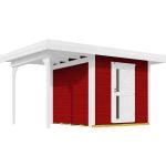 Rote Moderne Weka Design-Gartenhäuser 28mm aus Fichte mit Boden Blockbohlenbauweise 