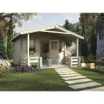 Braune Weka Gartenhäuser 45mm aus Holz mit Terrasse 