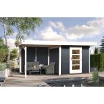Anthrazitfarbene Moderne Weka Design-Gartenhäuser 28mm aus Fichte mit Boden Ständerbauweise 