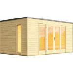 Braune Moderne Weka Gartenbüros 28mm aus Holz mit Boden Blockbohlenbauweise 