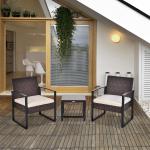 Reduzierte Braune Outsunny Lounge Gartenmöbel & Loungemöbel Outdoor aus Polyrattan mit Kissen 3-teilig 