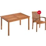 Nachhaltige Rechteckige Gartenmöbelsets & Gartengarnituren aus Holz rostfrei 5-teilig 