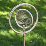 Reduzierte Silberne Gartenstecker & Beetstecker mit Blumenmotiv aus Edelstahl 