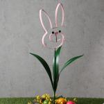 Reduzierte Rosa Hasen-Gartenfiguren mit Tiermotiv 