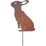 60 cm Hasen-Gartenfiguren mit Tiermotiv aus Edelrost 