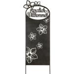 Reduzierte Dunkelbraune Gartenstecker & Beetstecker mit Blumenmotiv glänzend aus Edelstahl 