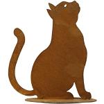 Braune 15 cm Katzenfiguren für den Garten mit Tiermotiv aus Edelrost 