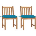 Hellblaue vidaXL Quadratische Teakholz-Gartenstühle aus Massivholz Outdoor Breite 0-50cm, Höhe 50-100cm, Tiefe 50-100cm 2-teilig 