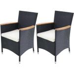 Reduzierte Schwarze Moderne Polyrattan Gartenstühle aus Polyrattan Outdoor 2-teilig 